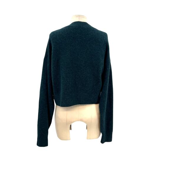 3.1 Phillip Lim Lofty V-Neck Sweater Cropped Alpaca Wool Green Size Small - Picture 6 of 10